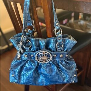 Kathy Van Zeeland Shiny Blue Shoulder Bag